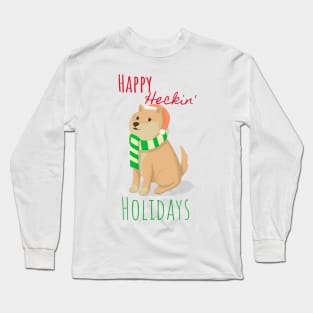 Happy Heckin' Holidays Christmas Shiba Inu Dog Long Sleeve T-Shirt